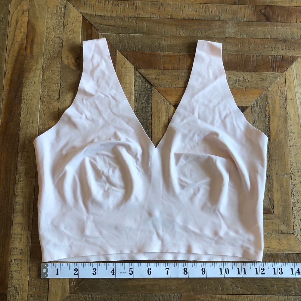 Light Pink V-Neck Seamless Bralette by True & Co Balletcore